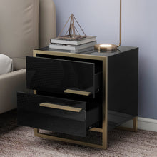 Load image into Gallery viewer, iRerts Nightstand, Modern End Side Table with Drawers, Wood Night Stands Bedside Table for Bedroom Living Room, Black