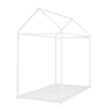 Load image into Gallery viewer, iRerts Twin Bed Frame for Girls Boys, Metal Toddler Twin House Bed Frame, Kids Bed Frame for Boys Girls, House Bed Frame Twin Size with Metal Slats, Floor Bed for Kids No Box Spring Needed, White