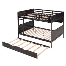 Load image into Gallery viewer, iRerts Full Over Full Bunk Bed with Trundle, Wood Full Bunk Bed with Shelves for Kids Teens Adults, Separable Bunk Bed Full Over Full Convertible to 3 Full Beds, Modern Bunk Bed for Bedroom, Espresso