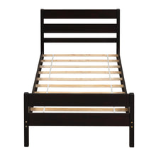 Load image into Gallery viewer, iRerts Twin Platform Bed Frame with Headboard, Solid Wood Twin Bed Frame for Adults Teens kids, Modern Twin Size Bed Frame with Slat Support for Bedroom Apartment, No Box Spring Needed, Espresso