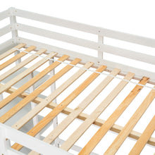 Load image into Gallery viewer, iRerts Wooden Loft Bed with Desk and Shelves, Full Loft Bed Frame for Kids Teens Adults, Full Loft Bed with Ladder and Guardrail, Loft Bed Frame Full for Bedroom Dormitory, No Box Spring Needed, White