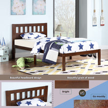 Load image into Gallery viewer, iRerts Wood Twin Bed Frame, Modern Twin Platform Bed Frame with Headboard, Wood Support Slats, Twin Size Bed Frame No Box Spring Needed, Bed Frame Twin Size for Kids Teens Adults Bedroom, Dark Walnut
