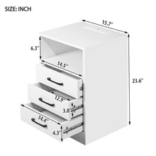 Load image into Gallery viewer, iRerts Nightstand for Bedroom, Wood End Side Table with Wireless Charging, USB Charging Ports, 16 LED Lights, 3 Storage Drawers, Modern Bedside Table LED Nightstand for Bedroom Living Room, White