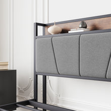 Load image into Gallery viewer, iRerts Metal Queen Bed Frame with Storage Drawers, Queen Size Platform Bed Frame with Storage Headboard, Charging Station, Queen Size Bed Frame No Box Spring Needed for Bedroom, Brown/Black