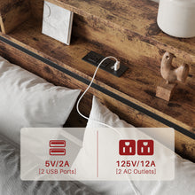 Load image into Gallery viewer, iRerts Queen Bed Frame with 4 Storage Drawers, Storage Headboard with Charging Station, Metal Queen Platform Bed Frame No Box Spring Needed, Queen Size Bed Frames for Bedroom, Black/Brown