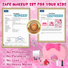 Load image into Gallery viewer, iRerts 26 Pcs Girls Makeup Set, Kids Makeup Kit for Girls with Cosmetic Case, Crown, Little Girls Toddlers Dress up Set, Kids Real Washable Makeup Kit Cosmetics Toys for 3-9 Years Old Birthday Gift