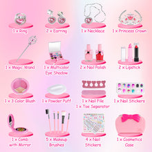 Load image into Gallery viewer, iRerts 26 Pcs Girls Makeup Set, Kids Makeup Kit for Girls with Cosmetic Case, Crown, Little Girls Toddlers Dress up Set, Kids Real Washable Makeup Kit Cosmetics Toys for 3-9 Years Old Birthday Gift