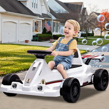 Load image into Gallery viewer, iRerts 6V Battery Powered Ride on Go Kart, Ride on Toys Go Kart for Kids Boys Girls, Kids Go Cart with Bubble Function One Button Start Horn Forward Backward, Kids Birthday Gifts for 2+ Ages