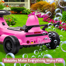 Load image into Gallery viewer, iRerts 6V Battery Powered Ride on Go Kart, Ride on Toys Go Kart for Kids Boys Girls, Kids Go Cart with Bubble Function One Button Start Horn Forward Backward, Kids Birthday Gifts for 2+ Ages