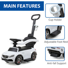 Load image into Gallery viewer, iRerts Kids Ride On Push Car, Mercedes Licensed 3 in 1 Baby Toddlers Push Car, Toddler Ride on Toys for Age 1-3, Kids Toddlers Ride on Cars with Handle, Safety Bars, Music, Horn, Cup Holder