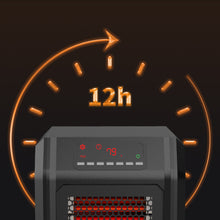 Load image into Gallery viewer, iRerts Space Heaters for Home, 750W/1500W Infrared Electric Heaters with Remote Control, 4 Quartz Tubes, LED Display, 3 Heat Setting, Small Heater Electric Fireplace Heater for Bedroom Office, Black