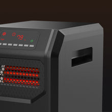 Load image into Gallery viewer, iRerts Space Heaters for Home, 750W/1500W Infrared Electric Heaters with Remote Control, 4 Quartz Tubes, LED Display, 3 Heat Setting, Small Heater Electric Fireplace Heater for Bedroom Office, Black