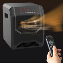 Load image into Gallery viewer, iRerts Space Heaters for Home, 750W/1500W Infrared Electric Heaters with Remote Control, 4 Quartz Tubes, LED Display, 3 Heat Setting, Small Heater Electric Fireplace Heater for Bedroom Office, Black