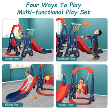 Load image into Gallery viewer, iRerts Toddler Swing and Slide Play Set, 3 In 1 Kid Toddler Outdoor Playset, Kids Play Climber Slide Playset with Basketball Hoop, Toddler Swing Set for Indoor Backyard, Outdoor Toys for Kids 1-8 Ages