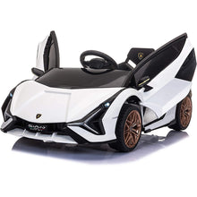 Load image into Gallery viewer, iRerts Black 12V Lamborghini SIAN Battery Powered Ride on Sports Cars for Kids Boys Girls Birthday Gifts, Ride on Toys with Remote Control, LED Headlights, Horn, Hydraulic Doors
