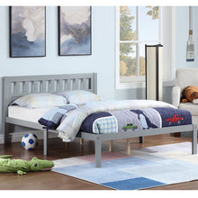 Load image into Gallery viewer, iRerts Wood Full Bed Frame, Modern Full Platform Bed Frame with Headboard, Wood Support Slats, Full Size Bed Frame No Box Spring Needed, Bed Frame Full Size for Kids Teens Adults Bedroom, Gray