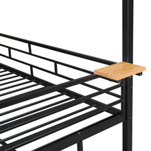 Load image into Gallery viewer, iRerts Twin Over Twin Metal Bunk Bed, House Bunk Bed Frame with Slide and Storage Stair, Twin Low Bunk Beds with Guardrail for Kids Teens Adults Bedroom, No Box Spring Needed, Black with Black Slide