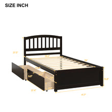 Load image into Gallery viewer, iRerts Wood Twin Platform Bed Frame with Storage Drawers, Modern Twin Bed Frame with Headboard for Adults Kids Teens, Wood Slats, Twin Size Bed Frames for Bedroom, No Box Spring Needed, Espresso