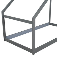 Load image into Gallery viewer, iRerts Twin House Bed with Roof, Wood Kids Twin Bed Frame House Bed, Toddler House Bed Frame for Boys Girls, Twin Floor Bed Frame for Kids Bedroom Living Room, Gray
