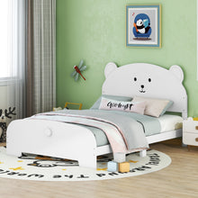 Load image into Gallery viewer, iRerts Full Bed Frame for Kids Boys Girls, Wood Full Platform Bed Frame with Bear-shaped Headboard and Footboard, Bed Frame Full Size with Slats Support, No Box Spring Needed, White