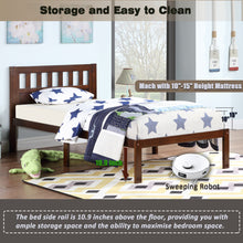 Load image into Gallery viewer, iRerts Wood Twin Bed Frame, Modern Twin Platform Bed Frame with Headboard, Wood Support Slats, Twin Size Bed Frame No Box Spring Needed, Bed Frame Twin Size for Kids Teens Adults Bedroom, Dark Walnut