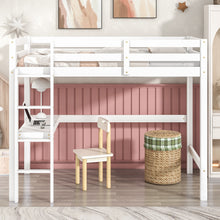 Load image into Gallery viewer, iRerts Twin Loft Bed Frame for Kids Boys Girls, Modern Twin Wood Loft Bed with Desk, Kids Twin Loft Bed with Ladder and Guardrail, No Box Spring Needed, Twin Size Loft Bed for Bedroom Apartment, White
