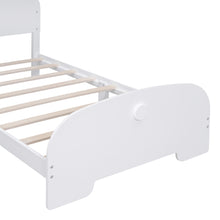 Load image into Gallery viewer, iRerts Wood Twin Platform Bed Frame with Bear-shaped Headboard and Footboard, Kids Twin Bed Frame for Boys Girls with Slats Support, Twin Bed Frames No Box Spring Needed for Bedroom, White