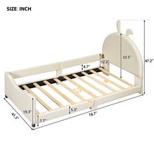 Load image into Gallery viewer, iRerts Upholstered Twin Daybed Frame for Kids, Velvet Twin Platform Bed Frame with Rabbit Ear Shaped Headboard and Footboard, Wood Twin Size Sofa Bed for Girls Boys, Beige