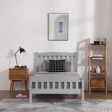 Load image into Gallery viewer, iRerts Wood Bed Frame Twin Size with Headboard, Modern Twin Platform Bed Frame with Slat Support for Bedroom Apartment, Twin Bed Frame No Box Spring Needed, Gray