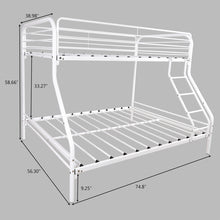 Load image into Gallery viewer, iRerts Twin Bunk Bed for Kids Teens Adults, Metal Twin Over Full Bunk Bed with Slats Support, Heavy Duty Bunk Bed Twin Over Full for Bedroom Dorm, No Box Spring Needed, White