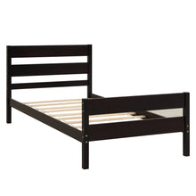 Load image into Gallery viewer, iRerts Wood Twin Bed Frame, Espresso Twin Platform Bed Frame with Headboard and Footboard, Modern Twin Bed Frame No Box Spring Needed for Adults Teens Kids, Twin Size Bed Frame with Wood Slat Support