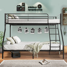 Load image into Gallery viewer, iRerts Metal Bunk Beds Twin over Full, Heavy Duty Bunk Beds Twin over Full for Kids Adults, Twin over Full Bunk Bed with Safety Guardrail, No Box Spring Needed, Noise Free, Black