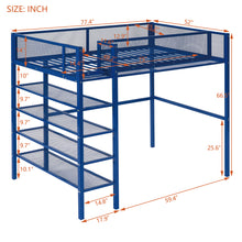 Load image into Gallery viewer, iRerts Twin Size Loft Bed, Metal Twin Loft Bed Frame for Adults Teens Kids, Twin Loft Bed with 4-Tier Storage Shelves, Loft Bed Twin Size for Bedroom, Space-Saving Design, Blue