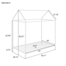 Load image into Gallery viewer, iRerts Twin Bed Frame for Girls Boys, Metal Toddler Twin House Bed Frame, Kids Bed Frame for Boys Girls, House Bed Frame Twin Size with Metal Slats, Floor Bed for Kids No Box Spring Needed, White
