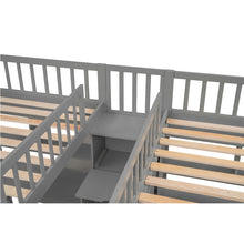 Load image into Gallery viewer, iRerts Twin & Twin Loft Bed with Desk, Wood Kids Loft Bed Twin Size with Shelves and Storage Staircase, Modern Twin Loft Bed Frame for Boys Girls Teens Adults, Versatile Loft Bed for Bedroom, Gray