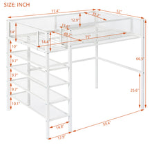 Load image into Gallery viewer, iRerts Twin Size Loft Bed, Metal Twin Loft Bed Frame for Adults Teens Kids, Twin Loft Bed with 4-Tier Storage Shelves, Loft Bed Twin Size for Bedroom, Space-Saving Design, White