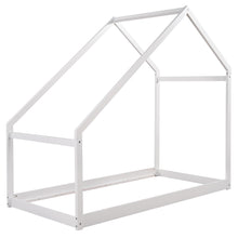 Load image into Gallery viewer, iRerts Twin House Bed with Roof, Wood Kids Twin Bed Frame House Bed, Toddler House Bed Frame for Boys Girls, Twin Floor Bed Frame for Kids Bedroom Living Room, White