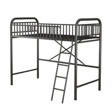 Load image into Gallery viewer, iRerts Twin Size Loft Bed, Metal Loft Bed Twin for Kids Teens Adults, Twin Loft Bed with Ladder and Full-Length Guardrail, Twin Metal Loft Bed for Bedroom Dorm Guest Room, No Box Spring Needed, Black