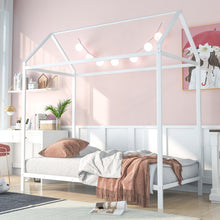 Load image into Gallery viewer, iRerts Twin Bed Frame for Girls Boys, Metal Toddler Twin House Bed Frame, Kids Bed Frame for Boys Girls, House Bed Frame Twin Size with Metal Slats, Floor Bed for Kids No Box Spring Needed, White