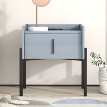 Load image into Gallery viewer, iRerts Nightstand with Charging Station, Modern End Side Table with Drawer, Black Handle and USB Charging Ports, Wood Night Stands Bedside Table for Bedroom Living Room, Blue