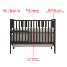 Load image into Gallery viewer, iRerts 5 In 1 Convertible Baby Crib, Wood Convertible Crib Toddler Bed with Wood Legs, Converts from Baby Crib to Toddler Bed, Fits Standard Full-Size Crib Mattress, Easy to Assemble, Black