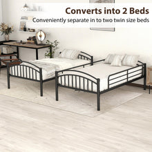 Load image into Gallery viewer, iRerts Twin Bunk Beds, Heavy Duty Twin Over Twin Metal Bunk Bed, Divided into Two Beds, Metal Bunk Bed Twin Over Twin with Safety Guard Rails, Bunk Beds for Kids Teens Adults Bedroom, Black