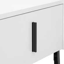 Load image into Gallery viewer, iRerts Side Table with Charging Station, Wood Nightstand with Drawer, USB Charging Ports and White Handle, Modern Storage Bedside Table End Table for Bedroom Living Room, White