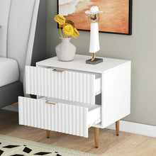 Load image into Gallery viewer, iRerts Nightstand, Modern End Side Table with Drawers, Wood Night Stands Bedside Table for Bedroom Living Room, White