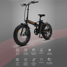 Load image into Gallery viewer, Electric Bikes for Adults, iRerts Portable Folding Electric Bike with 500W Motor, 20" Fat Tire 3 Riding Modes and Removable Battery, Beach Snow Bicycle Electric Bikes for Men Women Teens, Black