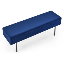 Load image into Gallery viewer, iRerts Bench Seat, 45" Fabric Upholstered Bench Ottoman Bench, Couch Long Bench Ottoman with Steel Legs, Modern Entryway Bench Bed Bench for Entryway Dining Room Living Room Bedroom, Blue
