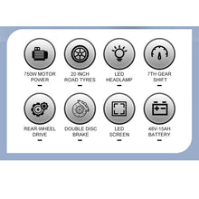 Load image into Gallery viewer, iRerts Adult Electric Bike, E-Bike for Adults with 750W Motor, 48V 15AH Battery, 20" Fat Tire, 30MPH and 68 Miles Long Range, Adult Electric Bicycles for Women Men School City Commuter, Black