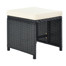 Load image into Gallery viewer, Patio Furniture Dining Sets, iRerts 9 Pieces Wicker Patio Furniture Sets, Outdoor Patio Dining Sets with Dining Table, Ottomans, Outdoor Patio Conversation Sets for Deck, Garden, Backyard, Black