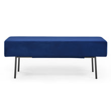 Load image into Gallery viewer, iRerts Bench Seat, 45" Fabric Upholstered Bench Ottoman Bench, Couch Long Bench Ottoman with Steel Legs, Modern Entryway Bench Bed Bench for Entryway Dining Room Living Room Bedroom, Blue