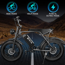 Load image into Gallery viewer, iRerts Adult Electric Bike, E-Bike for Adults with 750W Motor, 48V 15AH Battery, 20" Fat Tire, 30MPH and 68 Miles Long Range, Adult Electric Bicycles for Women Men School City Commuter, Black